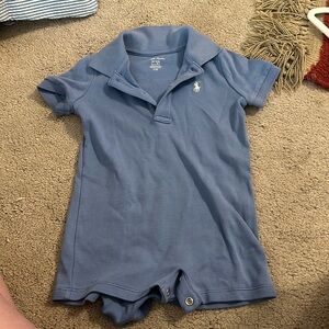 Polo romper blue and white 9 month